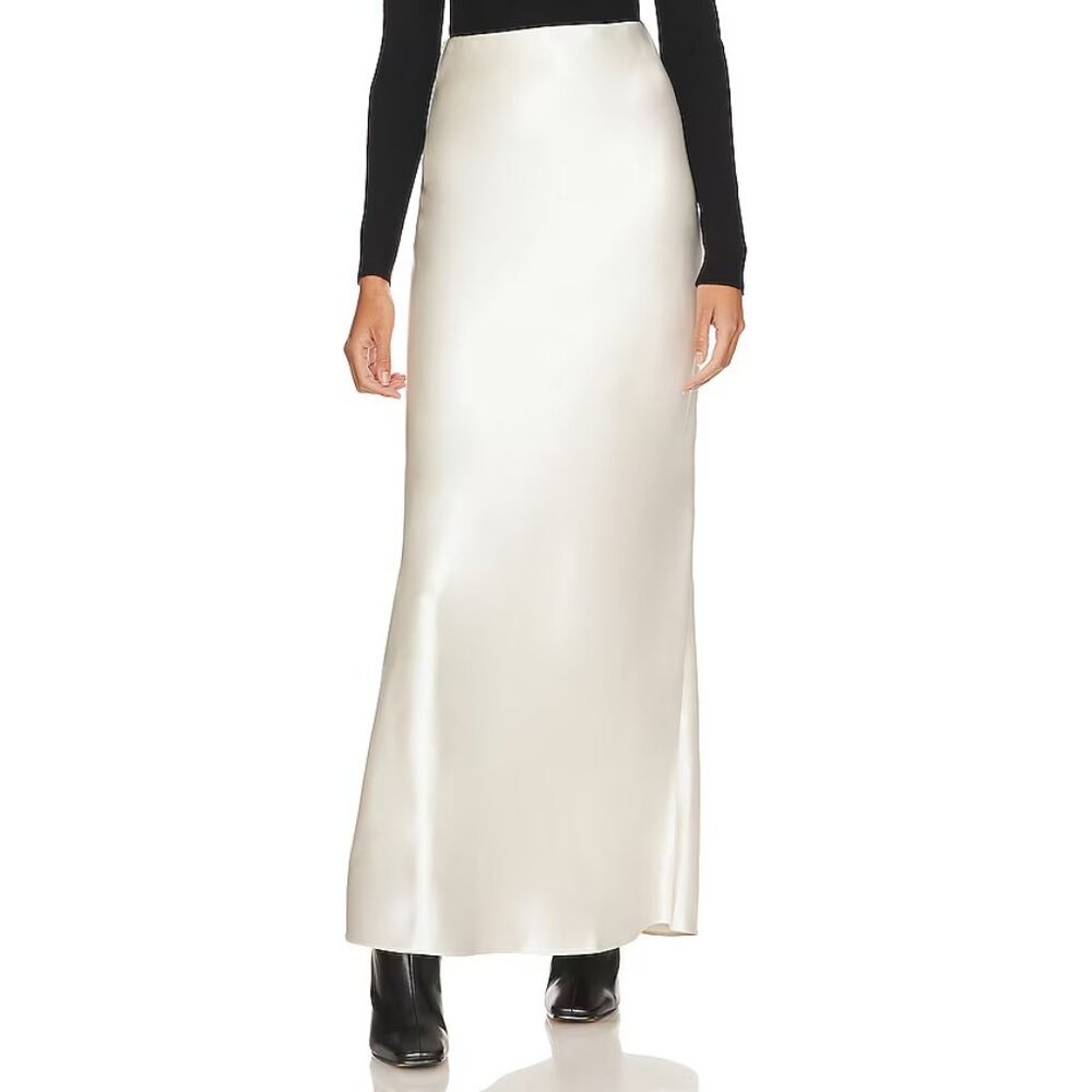 Line & Dot Cream Satin Maxi Skirt
